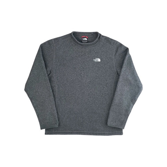 The North Face Mens Sz M Grey Fleece Crewneck Pullover Sweatshirt Logo Crew Neck - Picture 1 of 8